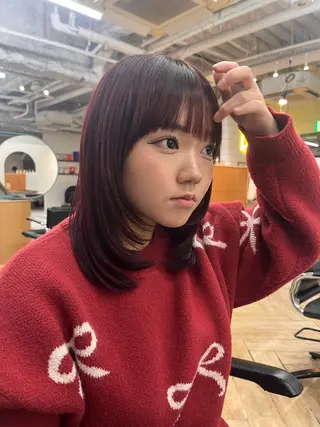 ミディアム カラー パーマ/縮毛矯正 /韓国風/佐藤里咲のヘアスタイル