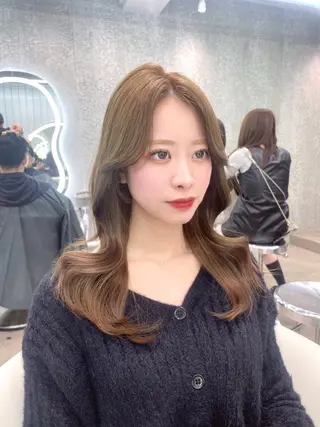 ミディアム カラー 美髪矯正 ブリーチな しダブル🍒❤ゆうきのヘアスタイル