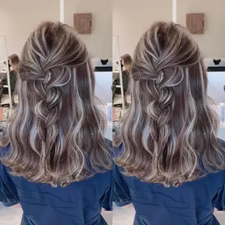 ロング カラー オフホワイトアンドなんば所属・福西 洋斗のヘアスタイル