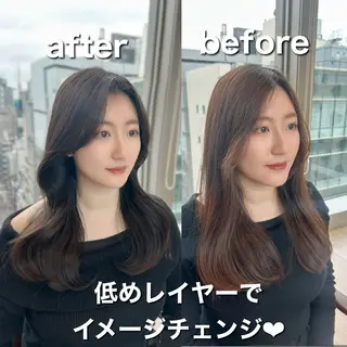 ロング 🎀大竹美侑／顔まわ りカット／レイヤーのヘアスタイル