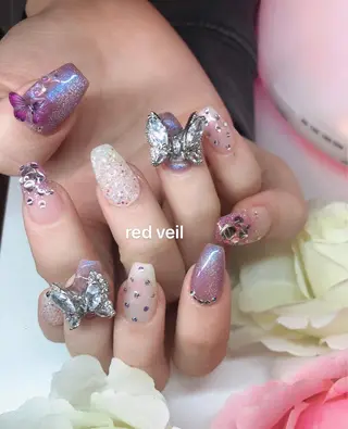 セミロング ネイル 長さ出し専門 nynaのネイルデザイン