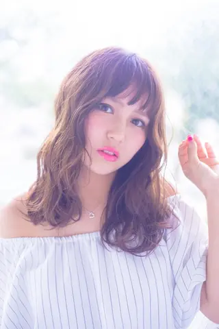 ミディアム カラー パーマ 小濱 秀人のヘアスタイル