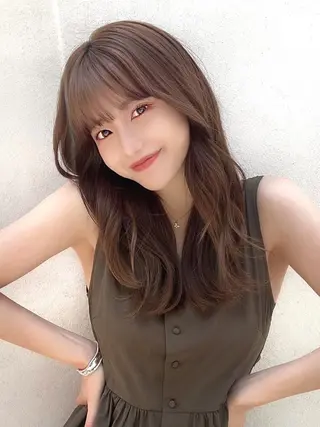 セミロング カラー 顔周り/くびれヘア 韓国ヘア💕風間るなのヘアスタイル