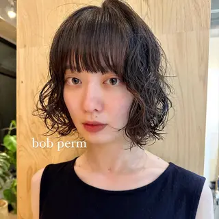 ショート パーマ ボブ/レイヤー/ニュ アンスパーマ/小夏のヘアスタイル