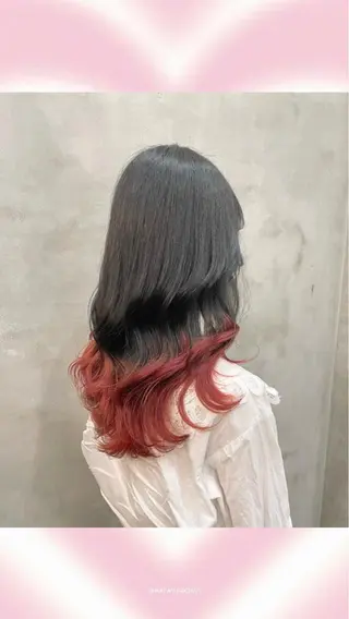 ロング カラー ヘアアレンジ 【ピンク/韓国ヘア/ ヘアセット】亜海のヘアスタイル