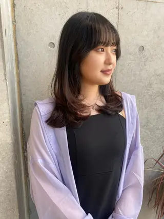 セミロング カラー レイヤー/柔色 カラー/SAkiのヘアスタイル