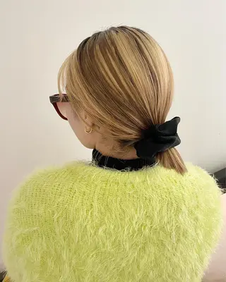 カラー 🎀ボブ+ハイトーン シュカ👶🏻のヘアスタイル