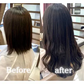ミディアム カラー 羽エクステ/シール エクステ/横浜駅5分のヘアスタイル
