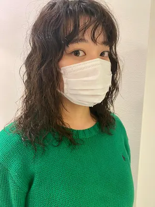ミディアム パーマ 顔周り/ブリーチなし /縮毛矯正🫧伊勢のヘアスタイル