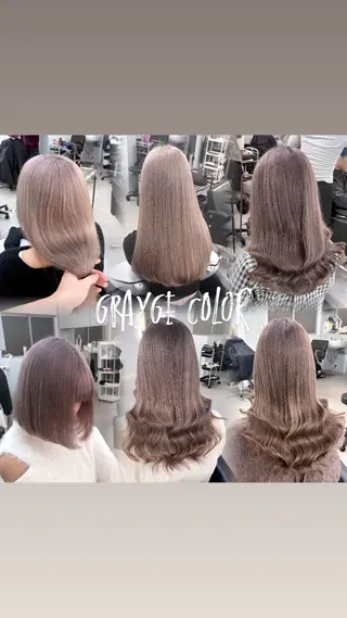 セミロング カラー 大阪ケアブリーチ/ ミルクティーベージュのヘアスタイル