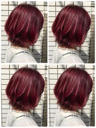 ショート カラー パーマ ヘアアレンジ 厚地 伽寧のヘアスタイル