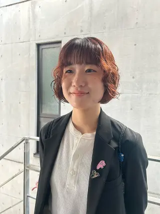 ショート パーマ yumeka🩶ボブ 暖色/透け感カラーのヘアスタイル