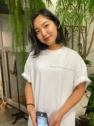 ミディアム なぎ🌿.∘[ボブ, ニュアンスカラー]のヘアスタイル