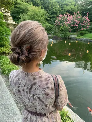 ミディアム ヘアアレンジ ブリーチ/アレンジ 天満/chihiroのヘアスタイル