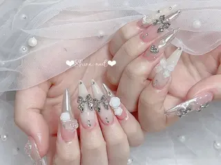 ネイル 〜Shine Nail〜【サイナネイル】パラジェル／ 長さだし／持ち込み／ワンホン／フィルイン所属・shine 🎀 長さだし&デザインのネイルデザイン