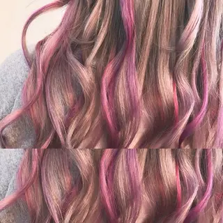 ロング カラー エクステ ハイトーン 💭黒崎ハルカのヘアスタイル