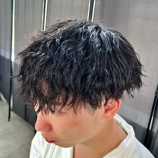 ショート パーマ メンズ メンズパーマ/波巻き 新潟/万代/夏芽🎀のヘアスタイル