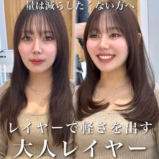 セミロング カラー 似合わせレイヤー 透明感カラーのヘアスタイル