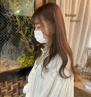 ロング カラー パーマ ヘアアレンジ メンズ キッズ ネイル マツエク・マツパ アイブロウ Megu/ベージュ/ 透明感カラーのヘアスタイル