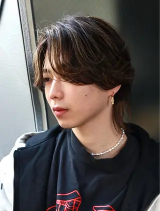 ミディアム パーマ 曲がる縮毛矯正 メンズ特化/鈴木美璃のヘアスタイル