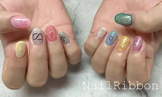 ネイル ネイルリボン 受付スタッフのネイルデザイン