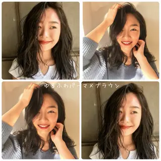 ミディアム カラー パーマ HARUKI💐笹塚 インナーカラーのヘアスタイル