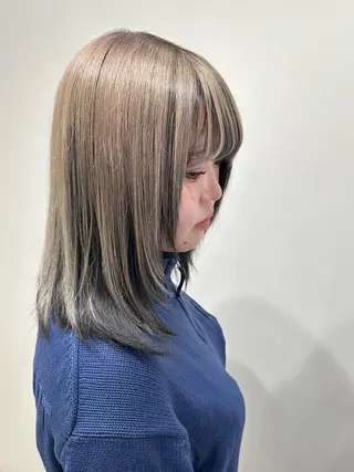 セミロング カラー ヘアアレンジ SALOWIN京都河原町Suite店所属・外国人風レイヤー/ ハイトーンSHUのヘアスタイル