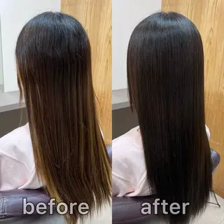 セミロング カラー パーマ KIZU 髪質改善 オカルト怪談のヘアスタイル