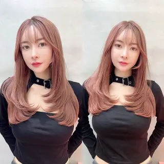 ミディアム カラー レイヤーカット /透明感カラー西田のヘアスタイル