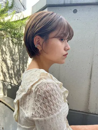 ショート カラー ボブ/巻ける縮毛矯正 /韓国レイヤーはなのヘアスタイル