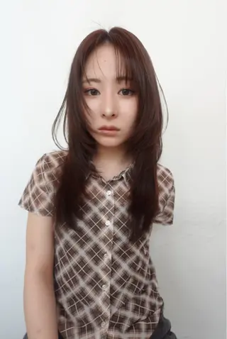 セミロング カラー 🎀優姫 🎀  韓国レイヤーのヘアスタイル