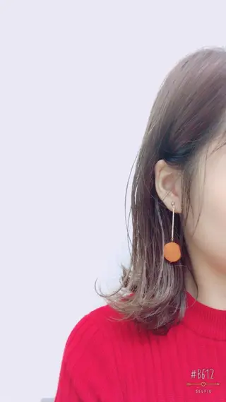 ミディアム カラー 暖色カラー🍊 ボブ🌿顔周りcutのヘアスタイル