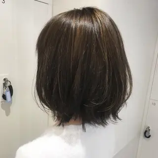 ミディアム ショート/ボブ/ 白髪ぼかし/しんやのヘアスタイル