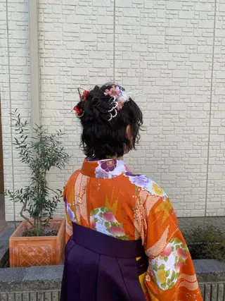 ショート カラー パーマ ヘアアレンジ re naのヘアスタイル