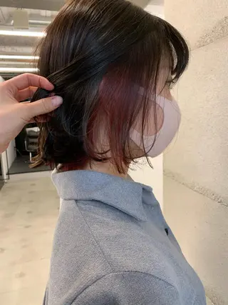 ミディアム カラー 透明感/オリーブ/ グレージュ/YUKAのヘアスタイル