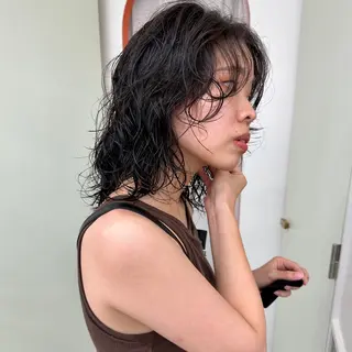 セミロング パーマ ボブ/レイヤー/ケア パーマ/リュウタのヘアスタイル