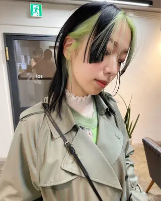 ミディアム カラー ヘアアレンジ 丸山渉/パーマ エフェクトブリーチのヘアスタイル