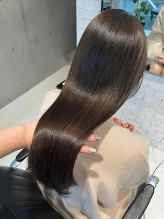 ロング カラー パーマ ヘアアレンジ 透明感/オリーブ/ グレージュ/YUKAのヘアスタイル