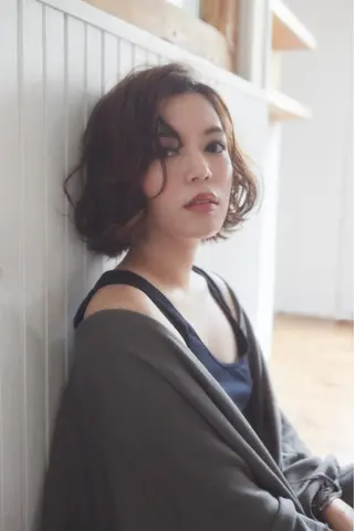 ショート ミディアム カラー パーマ 髪質改善//縮毛矯正 This表参道のヘアスタイル