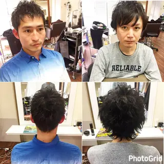 ショート カラー パーマ メンズ キッズ 成松 勇治のヘアスタイル