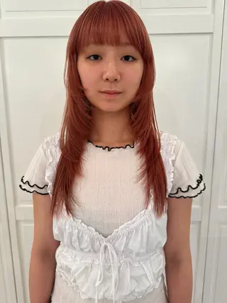 カラー ブリーチカラー🎀 韓国風/寺門美優のヘアスタイル