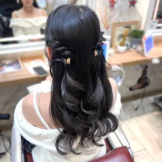 ロング ヘアアレンジ 韓国レイヤー 暖色カラー/さくらのヘアスタイル