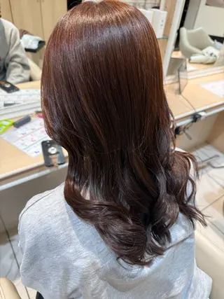 セミロング 暖色系カラー🍊 オオネヨシナリのヘアスタイル