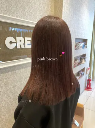 セミロング カラー ブリーチなしカラー/ 暖色カラー/艶カラーのヘアスタイル