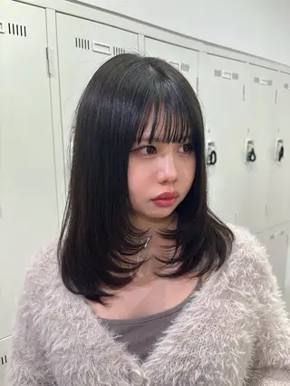 ミディアム カラー 長妻莉央/縮毛矯正 髪質改善カラーのヘアスタイル