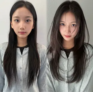 ロング カラー ARMONY表参道店所属・韓国風レイヤーカラー ライムのヘアスタイル