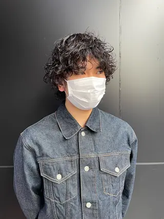 パーマ メンズ スパイキーパーマ 柏NO1 藤本葉のヘアスタイル
