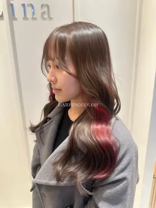 ロング カラー パーマ ヘアアレンジ メンズ 🫧ブリーチなし透明 感カラー🫧沼尻彩花のヘアスタイル