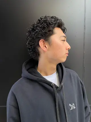 パーマ メンズ スパイキーパーマ 柏NO1 藤本葉のヘアスタイル