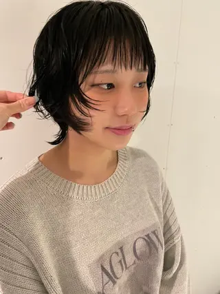 ミディアム パーマ miyou/透明感カ ラー/髪質改善カラーのヘアスタイル